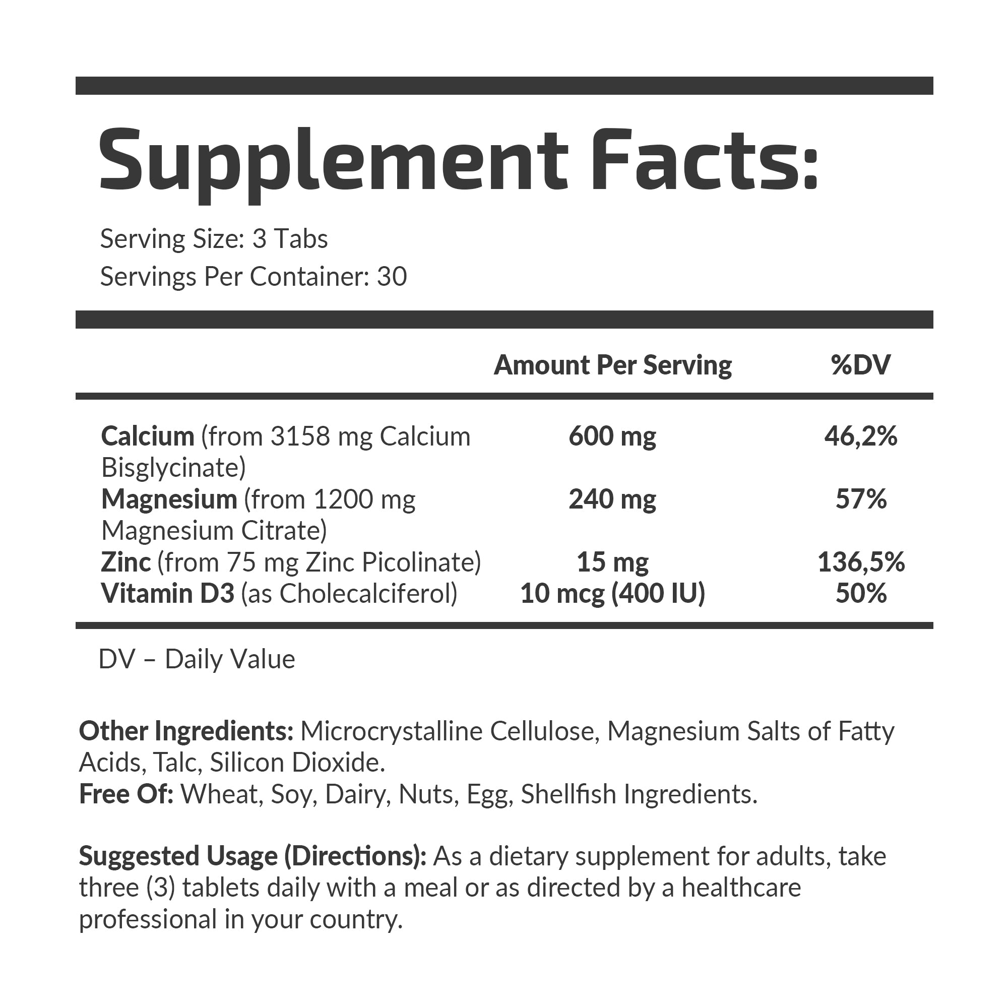 Chelated Calcium Magnesium Zinc+D3 1479 mg