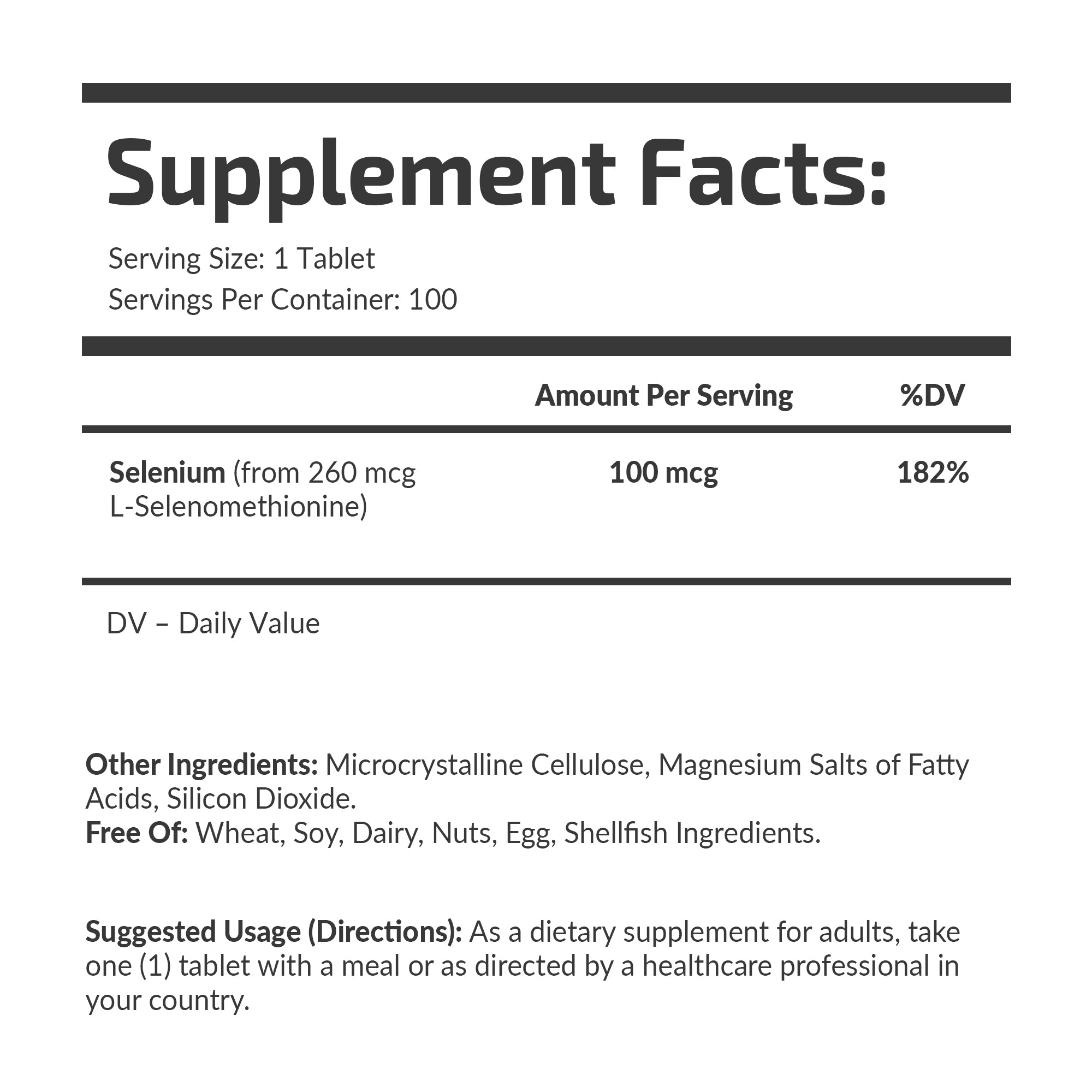 Selenium (Yeast Free) 100 mcg