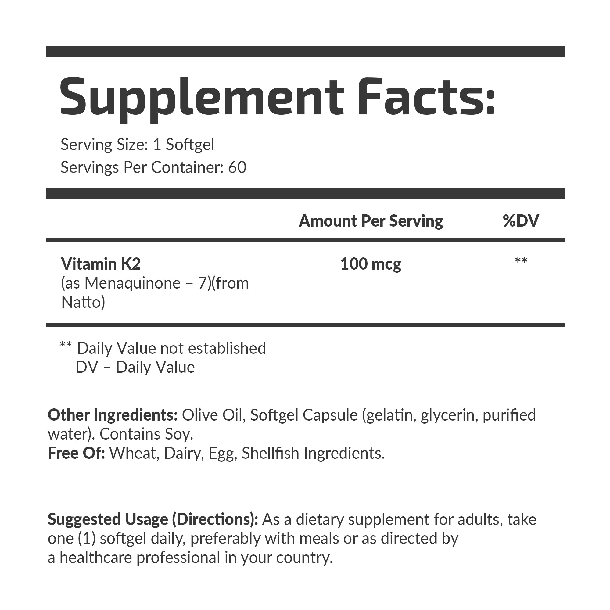 Vitamin K2 (MK-7) 100 mcg