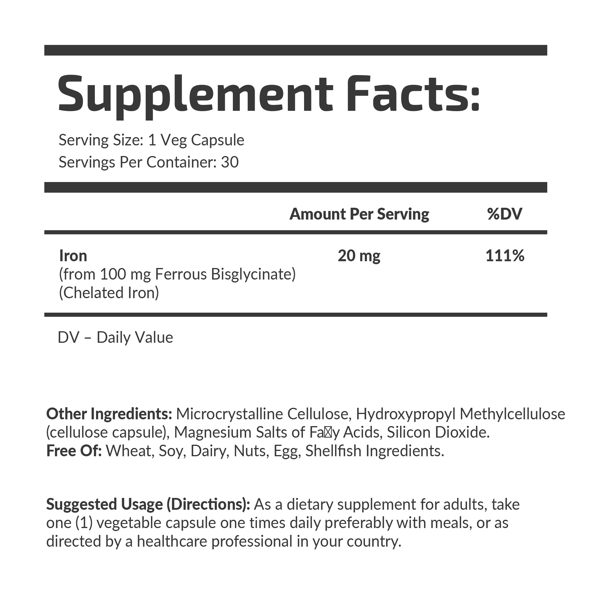 CHELATED IRON 20 mg