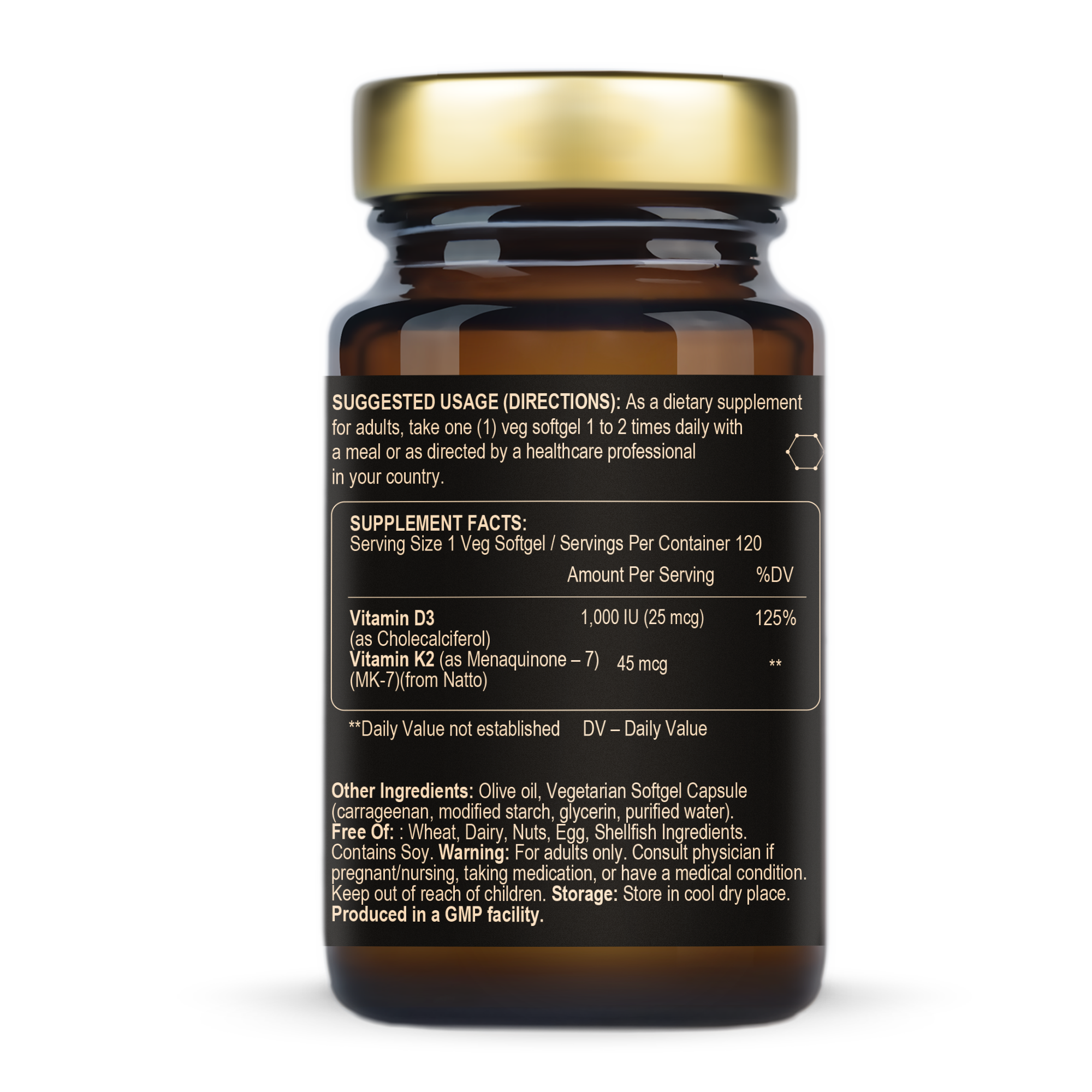 Vitamin D3 & K2 (MK-7) 1000 IE/45 mcg